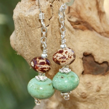 I DON'T HAVE A WOODEN HEART - Handmade Earrings, Turquoise Seeds Sterling Unique Jewelry