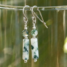 AFTER A FOREST RAIN - Tree Agate Moss Agate Sterling Handmade Earrings