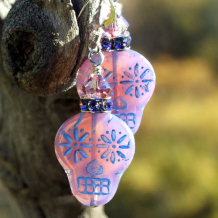 CALAVERAS DE LAVANDA - Sugar Skull Earrings, Pink Purple Crystals Halloween Handmade Jewelry