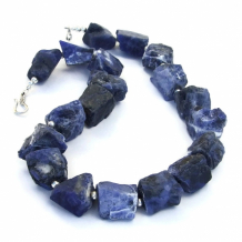 "Don't Have the Blues" - Blue Sodalite Handmade Necklace, Rough Nugget Sterling Gemstone Artisan Jewelry