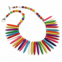 "Fiesta" - Colorful Magnesite Spike Necklace, Sterling Silver Handmade Artisan Jewelry "Fiesta" - Colorful Magnesite Spike Necklace, Sterling Silver Handmade Artisan Jewelry