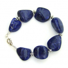 GOT NO BLUES - Chunky Sodalite Nugget Bracelet, Sterling Silver Handmade Gemstone Jewelry
