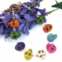 A SKULL FIESTA - Day of the Dead Skull Bracelet Handmade Swarovski Unique Jewelry  A SKULL FIESTA - Day of the Dead Skull Bracelet Handmade Swarovski Unique Jewelry