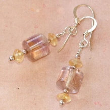 RHAPSODY - Ametrine Purple Yellow Citrine Gemstone Earrings, Handmade