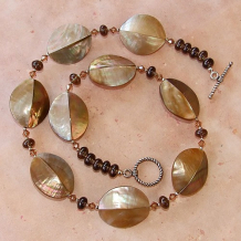 SHADOWPLAY - Brown Shell, Smoky Quartz, Swarovski Handmade  Necklace