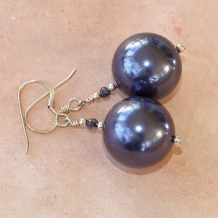 SOUTH SEA BLUES - Blue Shell Pearls and Labradorite Earrings,  Sterling Handmade