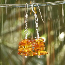 REVERIE -  Honey Amber Nuggets Sterling Silver Handmade Earrings