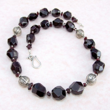 CONCERTO - Garnet Chunky Handmade Necklace, Gemstone Jewelry Birthstone