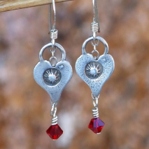 TAKE HEART - Handmade Heart Earrings, Sterling Swarovski Valentine's Day Jewelry