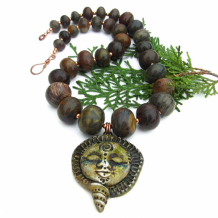 SÍOCHÁNTA - Peaceful Goddess Spiral Necklace, Earthy Jasper Handmade Jewelry