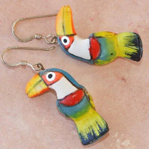 TOUCAN TALK - Balsa Wood Toucan Earrings, Hand Carved Handmade Ecuador