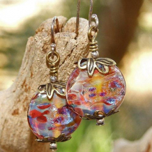 RENAISSANCE - Lampwork Boro Glass Brass Sterling Silver Handmade Earrings