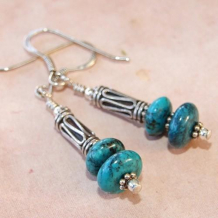 TURQUOISE TRAIL - Turquoise Blue Bali Snaked Wire Beads Handmade Earrings