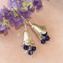 BLUETS - Thai Fine Silver Flowers Swarovski Handmade Earrings