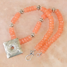 FLOWER GARDEN - Handmade Necklace, Thai Silver Pendant New Jade Gemstone Jewelry