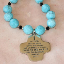 PSALMS - Two Sided Sterling Cross Chalk Turquoise Handmade Necklace