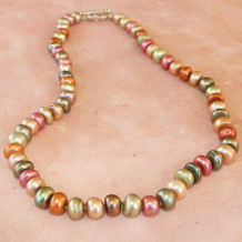 FLOWER SONGS OF THE MEADOW - Spring Button Pearls Handknotted Silk Handmade Necklace