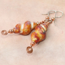 ESPIRAL RUSTICO - Rustic Spiral Shells Copper Handmade Earrings, Jewelry