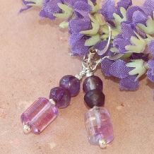 LAVANDE DE PROVENCE - Rainbow Fluorite & Purple Amethyst Sterling Silver Handmade Earrings
