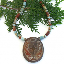"Flute Dancer" - Kokopelli Southwest Necklace, Handmade Artisan Jasper Gemstone Jewelry