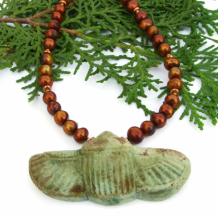 KHEPRI - Sacred Scarab Necklace, Egyptian Faience Jewelry Gift Pearls Handmade