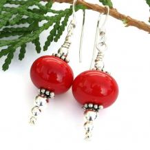 GOTTA LOVE RED! - Lipstick Red Lampwork Earrings, Handmade Artisan Beaded Jewelry 