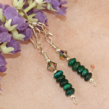 SACRED SCARAB earrings - Malachite Green Swarovski Gemstone Earrings Handmade One of a Kind