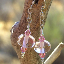 PINK DECADENCE - Pink Artisan Handmade Earrings, Lampwork Swarovski Jewelry