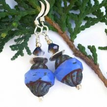 PERFECTLY PERIWINKLE - Periwinkle Czech Glass Handmade Earrings, Swarovski OOAK Unique Jewelry