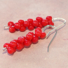 RHAPSODY IN RED - Poppy Red Coral Handmade Earrings, Gemstone Beaded OOAK Jewelry