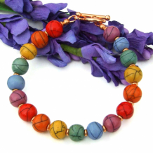 ARCOÍRIS - Rainbow Bracelet, Acrylic Copper Handmade Jewelry Gift Womans Medium