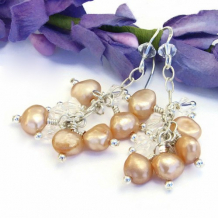 BEL CANTO - Cluster Pearl Handmade Earrings, Swarovski Crystals Sterling
