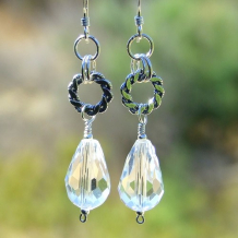 BOLDLY SPARKLING - Faceted Clear Quartz Handmade Earrings, Sterling Loops Jewelry OOAK