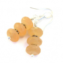 AWESOME APRICOT - New Jade Sterling Handmade Stacked Earrings, Gemstone Unique
