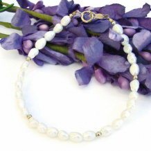 LOST AND FOUND - White Pearl Gold Filled Handmade Bracelet, Unique Jewelry