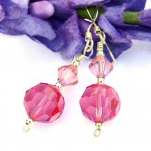 PINK PERFECTION - Rose Pink Swarovski Crystal Handmade Earrings Sterling Jewelry