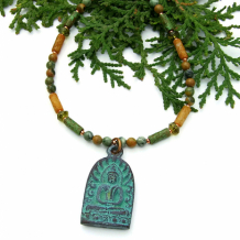 COMPASSION AND PEACE - Rustic Shakyamuni Buddha Necklace, Handmade Yoga Jewelry for Women