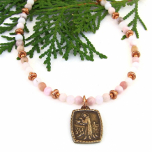 GIVE YOU PEACE - St Francis of Assisi Blessing Necklace, Pink Opal Handmade Jewelry GIVE YOU PEACE - St Francis of Assisi Blessing Necklace, Pink Opal Handmade Jewelry