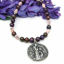 LET ME SOW LOVE - St Francis Wolf Necklace, Pearls Gemstones Catholic Handmade Jewelry LET ME SOW LOVE - St Francis Wolf Necklace, Pearls Gemstones Catholic Handmade Jewelry
