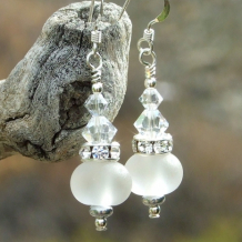 "Star Shine" - Handmade Bride Wedding Earrings, Lampwork Crystals Sparkling Jewelry