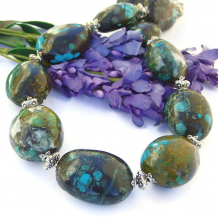 "Tohatchi" - Genuine Turquoise Necklace, Chunky Handmade Southwest Gemstone Statement Jewelry