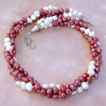 BERRY-LISCIOUS - Twisted Multistrand Pearl Torsad Necklace, Elegant Handmade Jewelry 