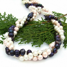 FORTUNA - wisted Multistrand Pearl Necklace, Handmade Torsade Swarovski Jewelry